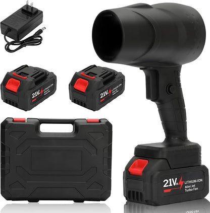 Cordless Handheld Leaf Blower with 2 x 4.0 Ah Batteries, 32000RPM Turbo Jet Blower, Small Leaf Blower for Deck, Garden, Patio, Portable Handheld Mini Turbine Drying Snow Blower Black