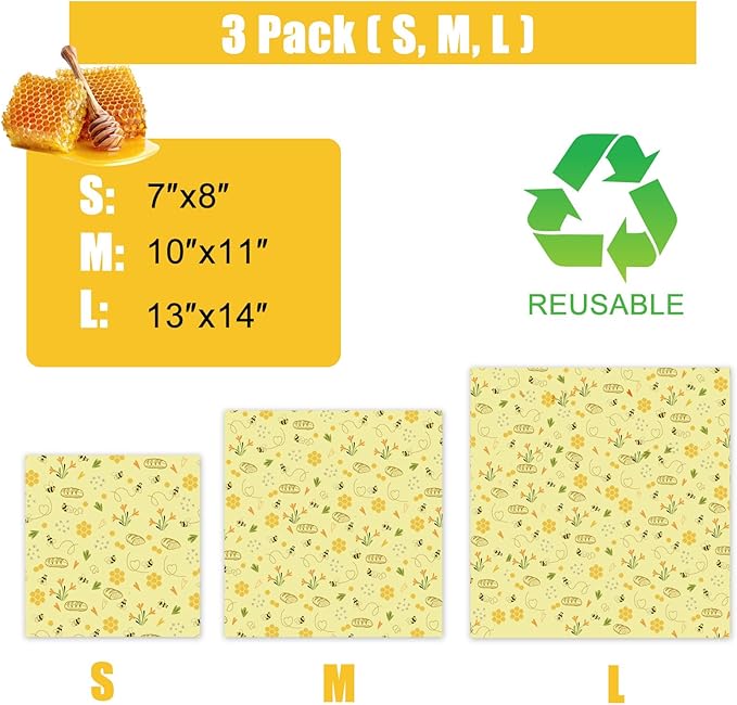 Beeswax Bread Bags & Beeswax Food Wraps Set, Reusable Natural Cotton Food Storage Bag for Sourdough, Wraps for Food (S,M,L), Sustainable,Organic, Moisture Lock& Freshness Preservation
