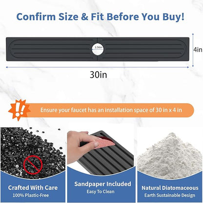 Fast Drying Kitchen Sink Splash Guard, Durable Stone Kitchen Faucet Mat, Water Absorbing Stone Tray for Sink, Diatomite Faucet Mat for Kitchen Sink, Stone Drying Mat for Kitchen and Bathroom Counter