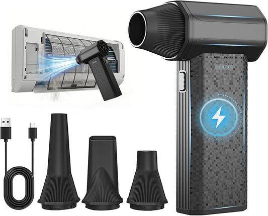 Compressed Air Duster, 110000RPM Electric Air Duster – 240-Min Max Runtime & 2.5H Fast Charging, 3-Speed Rechargeable Mini Blower for AC, Keyboard, PC, Car, Home, Outdoor
