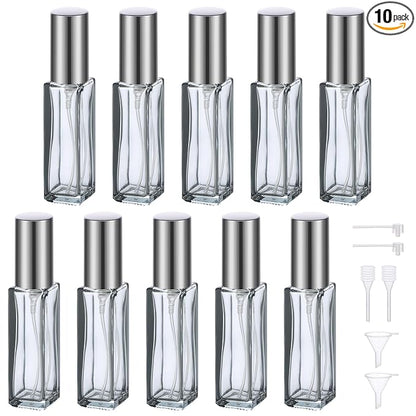 Segbeauty 10ML Empty Perfume Bottles, 10pcs Mini Refillable Atomizer, Portable Leak-proof Glass Spray Bottles for Travel Sample Dispenser