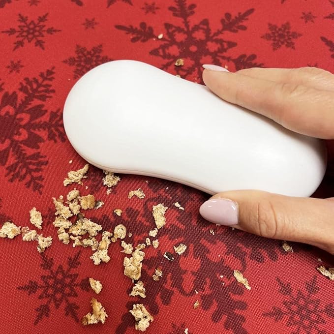 Table Crumb Sweeper 1 Pack White or Red 5.5" X 2.75" Inches Cleanning Brush Reusable Handheld Crumb Sweeper Nutshell Soft Bristles Debris Collector for Table Mat Bed Cleaner Rolling Portable Vacuum