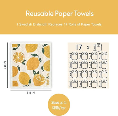 Eulnars Swedish Dishcloths for Kitchen, 10 Pack Reusable Paper Towels Washable, Soft Dish Towels for Kitchen, Super Absorbent Dish Cloths for Washing Dishes, Housewarming Gifts