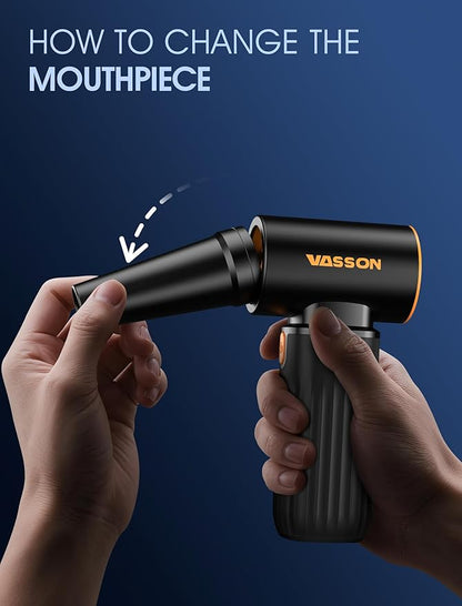 Compressed Air Duster, 260000RPM Cordless Electric Air Blower with Brushless Motor, 3-Speed Adjustable & Rechargeable – Powerful Dust Cleaner for Keyboard, Computer, Car, Outdoor, Air Bed