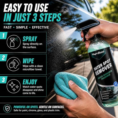 Magic Finish Water Spot Remover for Cars – Professional Hard Water Stain & Mineral Deposit Remover for Paint, Chrome & Wheels – Restores Shine & Gloss – Frozen Margarita Scent – 16oz