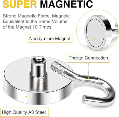 DIYMAG Magnetic Hooks, 120lbs+ Magnet Hook 2026 Cruise Cabin Ship Essentials Heavy Duty Strong Magnets Refrigerator Fridge Hanging for Classroom Beach Vacation Kitchen Grills Home 20 Pack (Silver)