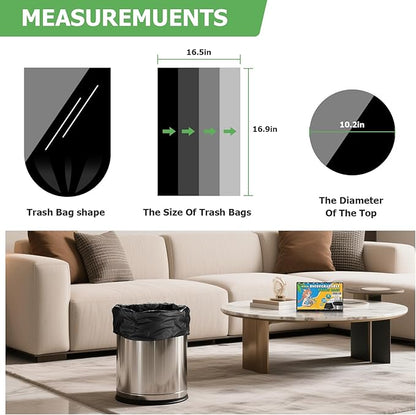 Compostable Trash Bag 1.6 Gallon - Black Unscented Strong Thick Tiny Garbage Bags Tear Resistant & Odor Control, Perfect for Small Wastebaskets in Office, Kitchen, or Nursery heihaily