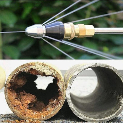 Sewer Cleaning Tool High-Pressure Nozzle, 2 Pack Sewer Jetter Kit for Pressure Washer, Stainless Steel, 1 Front Jet and 6 Rear Jets Sewer Jetter Nozzle with 1/4" Quick Connector, 5000Psi (A)