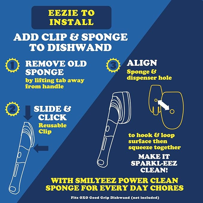 Smilyeez No-Plastic Non-Scratch Sponge Refill for OXO Good Grip Dishwand (Packs of 6) Throw Away The Sponge, NOT The Plastic