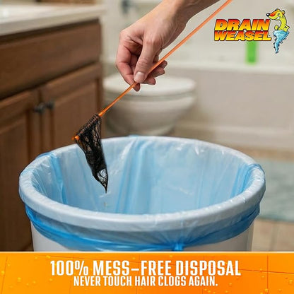 FlexiSnake Drain Weasel Refill - Sink Snake Hair Clog Remover Tool, Sink, Pipe, Bathroom, Bathtub Drain Cleaner, 18-inch Long Flexible Disposable Wands, Made in The USA, 10 Pack