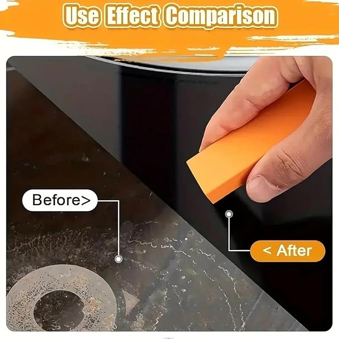 Stainless Steel decontamination Scratch Eraser,Magical Rust Eraser Stainless Steel Stain Remover, Rubber Rust Cleaning Eraser for Kitchen, Bathroom, Household Orange Colour