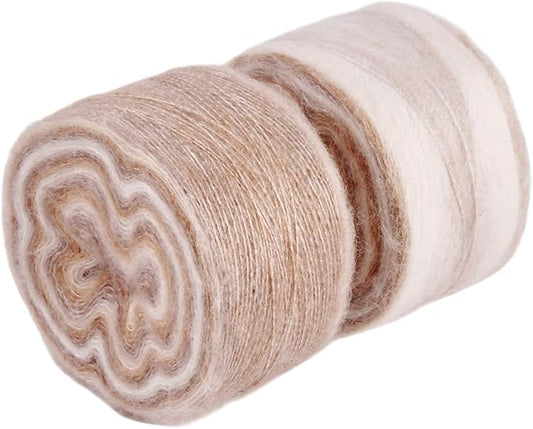 2 Roll Mohair Wool Yarn Soft for Crocheting Knitting Hand Washable Long Wool Yarn DIY Scarf Crochet Thread for Clothes Hats Sweater Scarf Craft Projects (Tan)