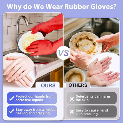 Rubber gloves for dishwashing 4 Pairs, Kitchen gloves for dish cleaning gloves, Reusable (Small, Colorful)