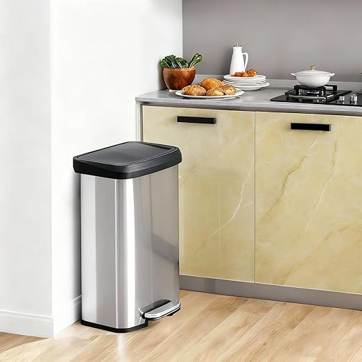 21 Gallon Kitchen Trash Can (80 L), Stainless Steel Garbage Can with Soft-Close Lid & Foot Pedal, Large Step-on Waste Bins Trash for Home Office