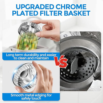zaa Kitchen Sink Drain Strainer - Kitchen Sink Stopper,Stainless Steel Kitchen Drain Plug & Sink Installation Parts with Anti-Clogging Basket, Fit US Standard 3-1/2'' Sink Drain Hole