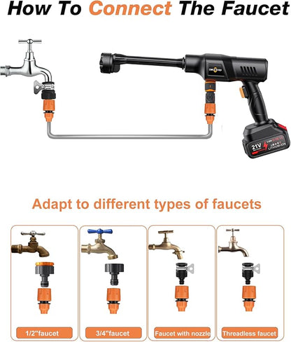 Cordless Car Washer 1250PSI Cordless Car Washer with 6-in-1 Nozzle, 17FT High-Elastic Hose,Home Portable Handheld Car Washer Cleaner
