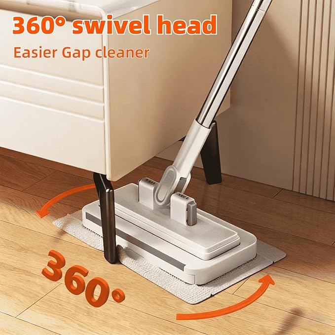 Clip on Mini Mop for Kitchen Counter & Floor – No Wash & Cloth Changing Lazy Mop | Automatic Gripping & Zero-Touch Press-Grip System with 20 Cloths