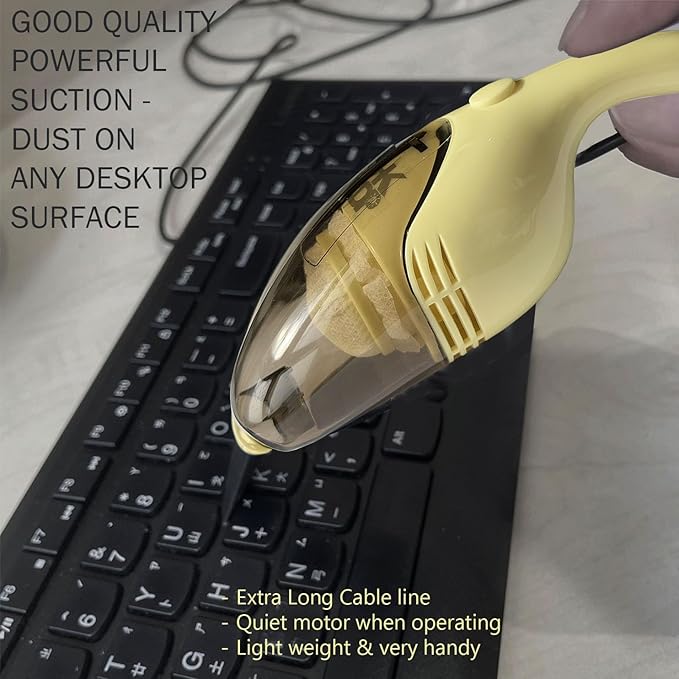 Lightweight Mini Vacuum with Strong Suction - Perfect for Keyboard, Desktop Dust Removal (Yellow)