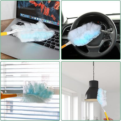 Duster Refills,Static Dust Removal Brush Disposable Replacement Head Compatible with Swiffer Duster Refills for Electronics, Furniture, Blinds, Ceiling Fans (Blue, 18 PCS)