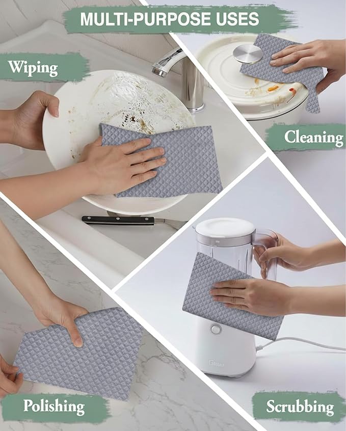 Swedish Dishcloths for Kitchen,10 Pack Reusable Cellulose Sponge Cloths,Ultra Absorbent, Eco-Friendly Cleaning Towels – No Odor, Assorted Dishcloths for Washing Dishes & General Cleaning.