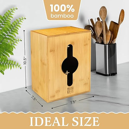 Extra Large Trash Bag Dispenser Holder, Fits 13,30,33 Gallon & Large Rolls, Wall Mount or Under Sink Organizer with 3 Rubber Bands, Kitchen & Pantry Garbage Bag Storage.