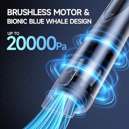 Cordless Car Vacuum Cleaner, 20000Pa Strong Suction Handheld Vacuum with Detailing Kit, Wet/Dry Rechargeable Portable Mini Vacuum for Car Detailing, Home & Outdoor Cleaning