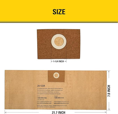 3 Pack STANLEY Disposable Filter Bag 25-1228, for 1-3.5 Gallon Wet/Dry Vacuum, Dust Bag Compatible with STANLEY SL18136