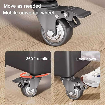 Freestanding Floor Mop Sink with 26cm Deep Basin, 93-124cm Adjustable Height Broom Mop Holder Organizer Movable Mop Sink with Wheels for Laundry Backyard Garage