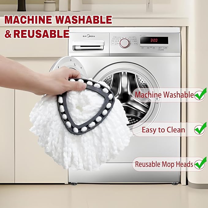 4 Pack Spin Mop Replacement Heads, Mop Replace Head Easywring 1-Tank System, Mop Head Replacement for Hardwood Floor Cleaning, Machine Washable and Easy to Replace