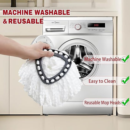 4 Pack Spin Mop Replacement Heads, Mop Replace Head Easywring 1-Tank System, Mop Head Replacement for Hardwood Floor Cleaning, Machine Washable and Easy to Replace