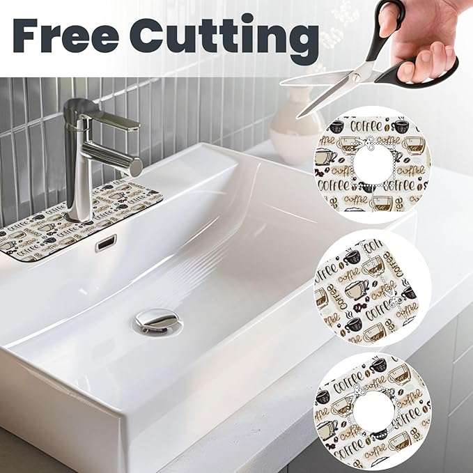 Espresso Machine Beans Coffee Vintage 15" X 5.5" Kitchen Sink Splash Guard Faucet Faucet Guard Draining Mat Sink Splash Guard Faucet Kitchen Bathroom