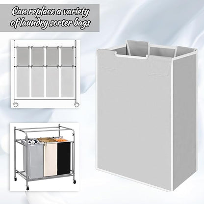 3 Pack Large Laundry Sorter Replacement Bags, Hamper Cart Removable Replacement, Laundry Storage Organizer-Replacement Bags, Gray, Beige, Black, Square Shap