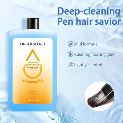 Nail Brush Cleaner 120ml with 20 Pcs Ombre Sponges & 1 Metal Claw Grabber – Professional Gel Brush Cleaner for Nail Art Brushes, Dust Brushes, Tools – Fast Dissolving, Gentle on Bristles
