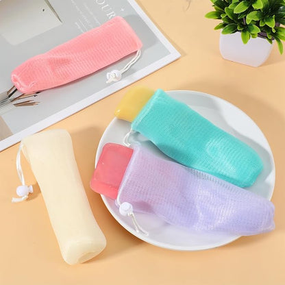 Soap Savers for Bars Soaps, 7 PCS Exfoliating Mesh Bar Soap Pouch Pocket Soap-Foaming Nets Sleeve Multicolor Bar Soaps Holder with Drawstring for Bath Shower Facial Cleaning Body Wash