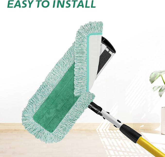 Dust Mop Pads for Rubbermaid Commercial Microfiber Dust Mop - 18 inch Mop Head Replacement with Fringe - Reusable Wet & Dry Cleaning Flat Mop System 18" 17" Refill for Multi-Surface Floor - 8 Pack