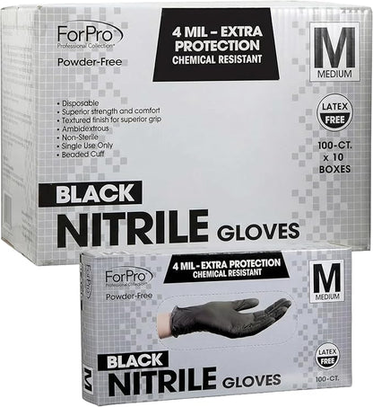 ForPro Disposable Nitrile Gloves, Chemical Resistant, Powder-Free, Latex-Free, Non-Sterile, Food Safe, 4 Mil
