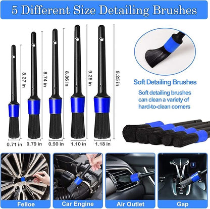 30Pcs Car Detailing Brush Set, Car Detailing Kit, Car Cleaning Kit, Car Windshield Cleaning Tool, Professional Car Care kit - Car Wash Brush kit for Interior Exterior Wheels(Blue)