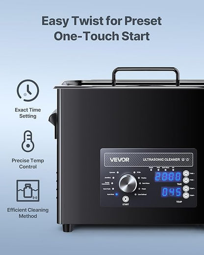 VEVOR 6L Ultrasonic Cleaner, Professional Ultrasonic Cleaner Machine with Knob Control, Stainless Steel Cleaning Machine with Basket and Cleaning Ball, for Watches, Razors, Jewelry, Coins and More