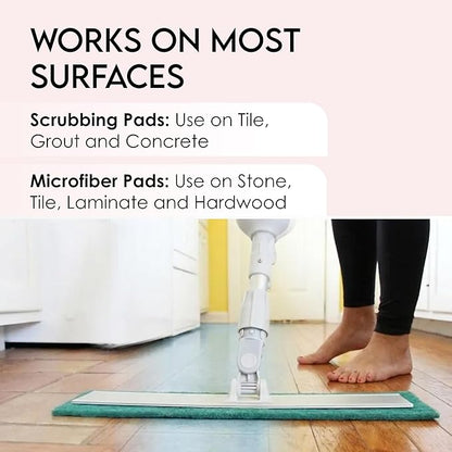 Turbo Microfiber Mop Floor Cleaning System - 18-inch Dust Mop with 4 Reusable Pads for Hardwood and Tile, 360-Spin Floor Mop Head & Extendable Handle - Household Cleaning Tools