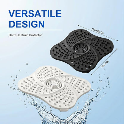 4 Pack Shower Drain Hair Catcher, Premium Silicone Shower Hair Catcher with Suction Cup for Regular Drains of Shower Kitchen Bathtub Bathroom