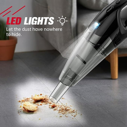 BSRCO Handheld Vacuum Cordless Rechargeable, 3-in-1 Car Vacuum Portable with LED Light & USB Charge, 1.65Lbs Lightweight Hand Vacuum Cleaner for Pet Hair, Home, Car Interior