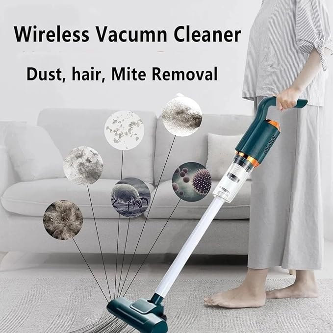 Cordless Vacuum Cleaner, 8500Pa Powerful Stick Vacuum, Lightweight Carpet Cleaner with 500ml Dust Cup, Rechargeable Handheld Vacuum for Carpet and Hard Floor Pet Hair (Green)