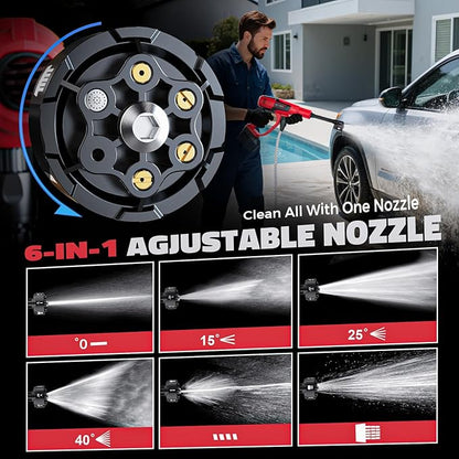 Ecarke Car Cleaning Tools Compatible with Milwaukee 18V Battery, 6-in-1 Nozzle Foam Cannon for Car Floor (Tool Only, No Battery Included)