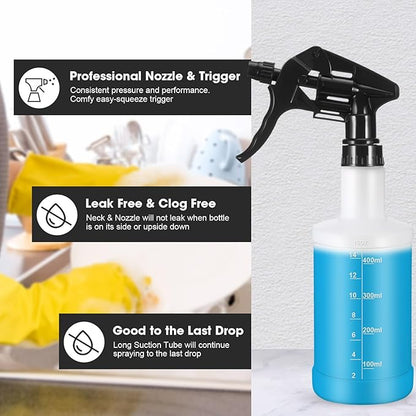 Eccliy 12 Pcs 16 Oz Plastic Spray Bottle, Adjustable Empty Reusable Sprayer for Cleaning, Planting, Water, Bathroom and Kitchen, BBQ, Commercial and Residential (Measurement,Pure Black)