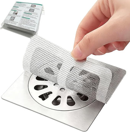 WMHXYY 60 Pack Disposable Shower Drain Hair Catcher Mesh Stickers, Square 3.93 Inches, Suitable for Drain Strainers in Bathrooms, Bathtubs, Kitchen Sinks, Washbasins.