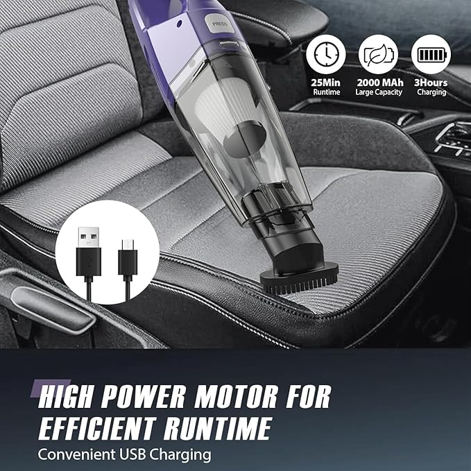 Handheld Vacuum Cordless — 3-In-1 Hand Held Vacuum Rechargeable With 8KPa Suction, Lightweight 1.7 Lbs Handheld Vac, Quick Dust Removal & Cleaning Tool With Accessories Storage For Car, Kitchen & Home