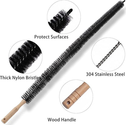 Full-Bristle Dryer Vent Cleaner Brush - 29.52 Inch Flexible Lint Brush for Dryer Vent, Refrigerator Coil Cleaning Brush, Long Handle Dust & Pet Hair Remover for Trap and Duct, Home Essential