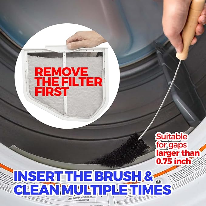 Holikme Dryer Vent Cleaner Kit - Household Cleaning Supplies, Dryer Lint Brush, Refrigerator Long Coil Brush, Flexible Lint Remover, Removing Dust and Pet Hair