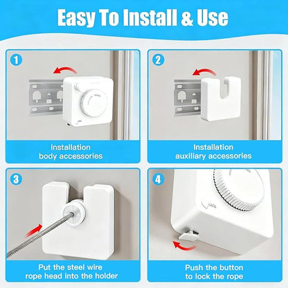 Retractable Clothesline Indoor - Non-Sagging Retractable Clothesline Outdoor - Retracting 13.8 Ft Heavy Duty Drying Clothes Line - Wall Mounted Stainless Steel Laundry Line (White, Square)