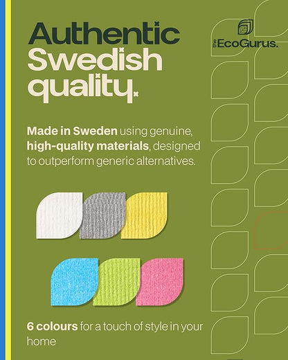 10 Pack Odour-Resistant Reusable Cleaning Cloths | Original Swedish Dishcloth | Made in Sweden | Suitable for All Surfaces | Biodegradable Cellulose Sponge | Kitchen & Bathroom | White